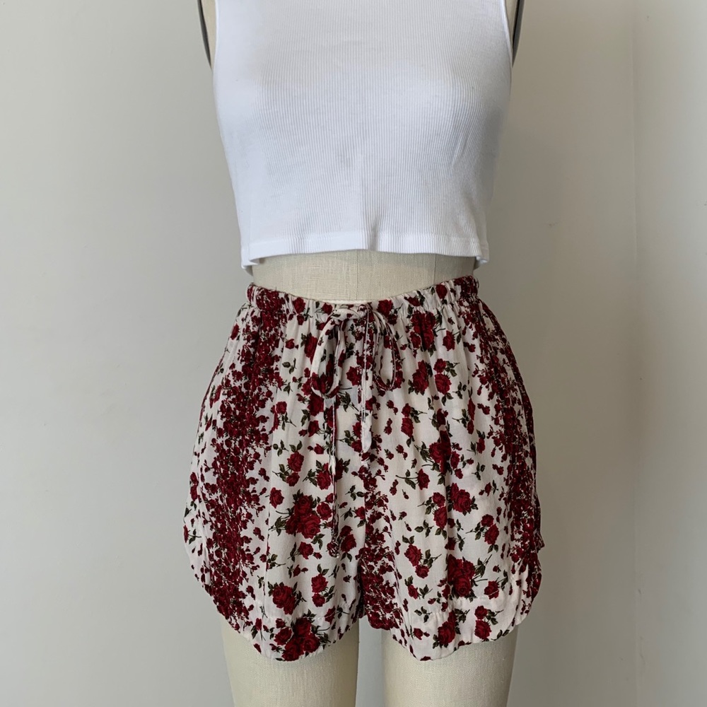 Brandy Melville red roses eve shorts NWT